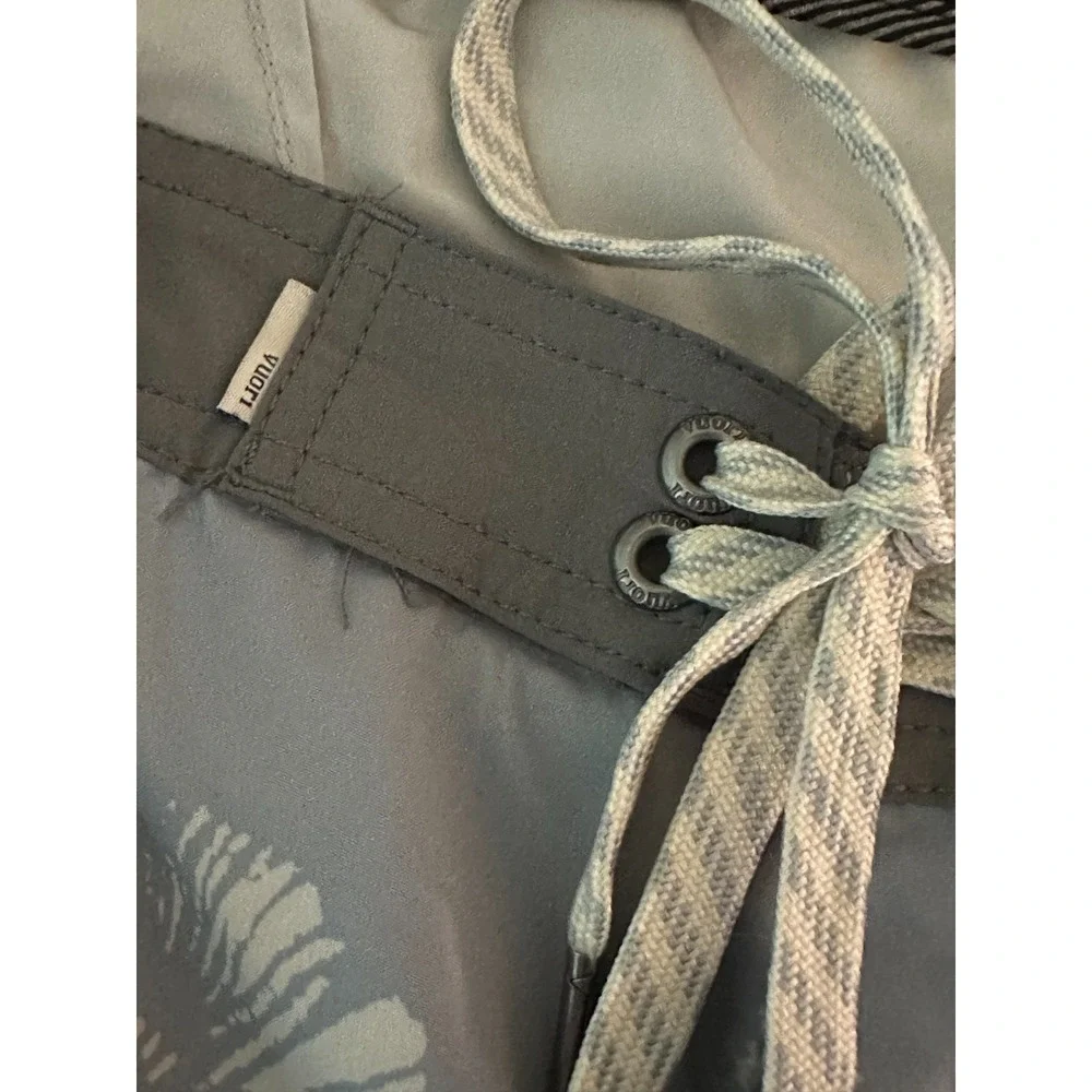 Vuori Mens 36 Boardshorts Gray Floral Hibiscus Swim Surf Trunks V314 8 Inseam